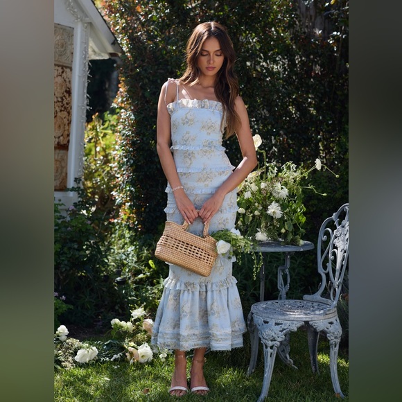 V chapman geranium dress in Victorian blue roses - Picture 2 of 6